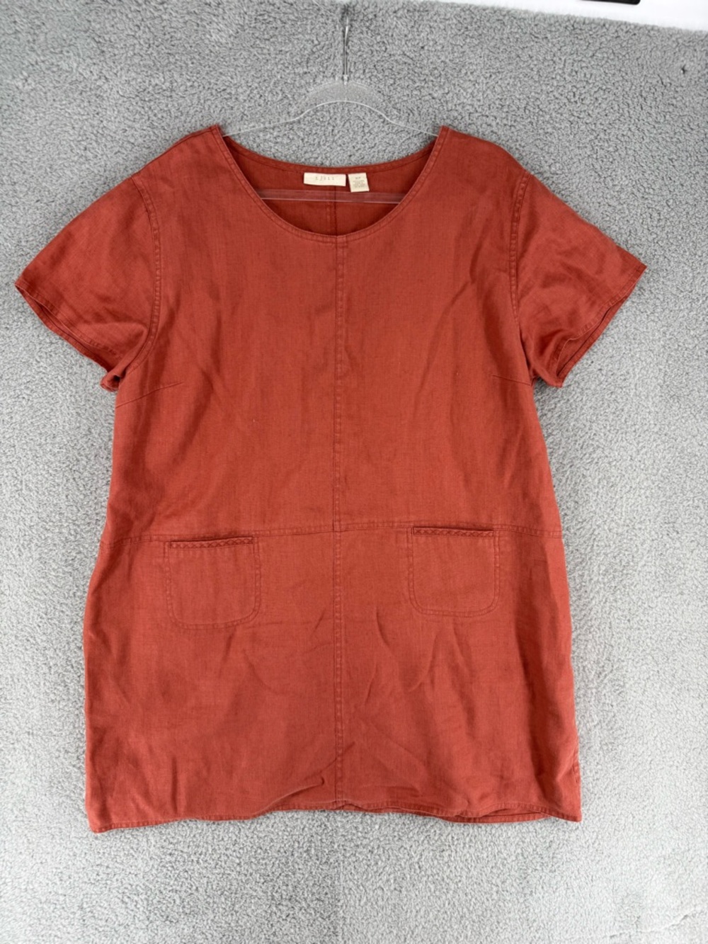 J jill linen Women’s Short-Sleeve Scoop-Neck dress in Rust
